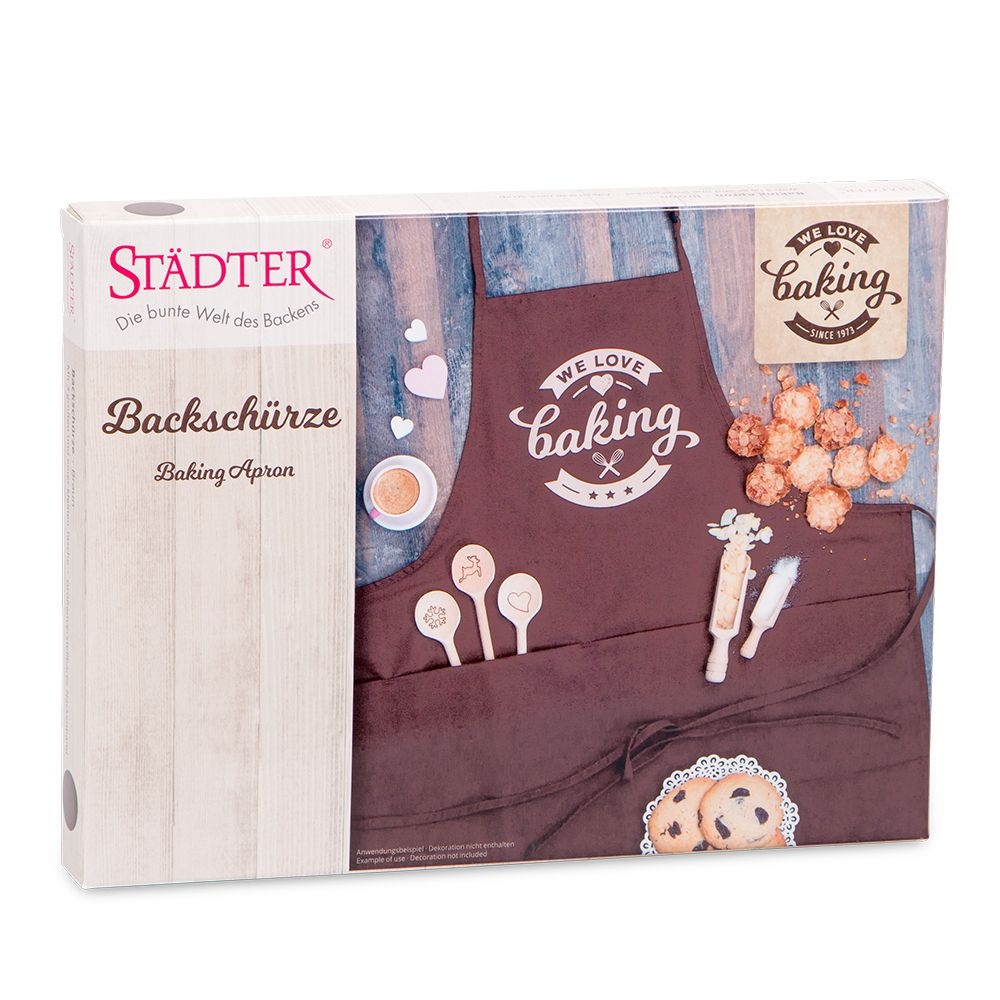 Städter - We-Love-Baking Backschürze - 68 x 80 cm Braun